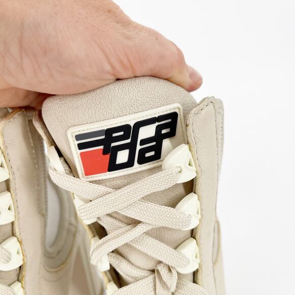 Prada Beige Buffalo Neoprene Lace Up Chelsea 110mm Heeled Ankle Boot Talco IT 36 - Picture 8 of 15